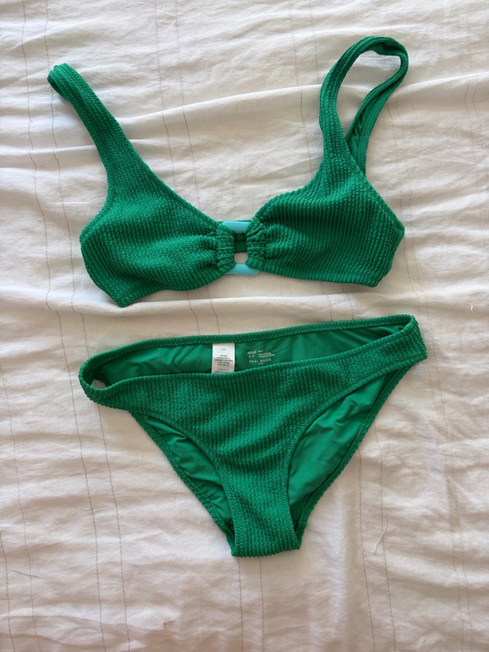 aerie Emerald Green Textured Bikini Top
